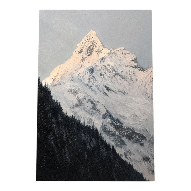 日照金山挂画立体无框肌理装饰画