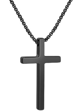男女钛钢简约抛光十字架项链嘻哈