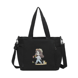 韩版卡通大容量单肩包来图定制手提帆布包订制logo学校企业宣传包