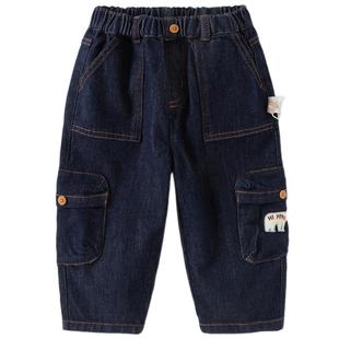 戴维贝拉儿童裤子2026春装新款男童牛仔长裤洋气休闲工装裤长裤