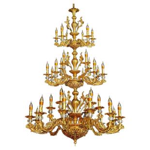 欧法式别墅复式楼吊灯玉石酒店时尚奢华合金客厅房间蜡烛灯具促销