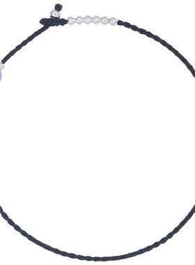 细款紫水晶女红绳纯手工编织简约情侣手绳手链925银珠首饰品