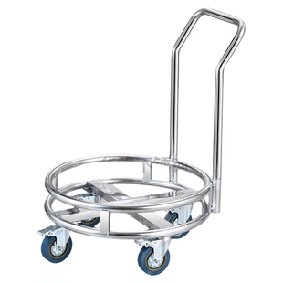 加厚不锈钢周转车带轮移动汤桶架子保温桶底座花盆托盘架煤气罐架