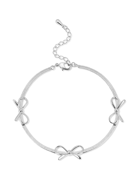 银色三连蝴蝶结蛇骨手链女高级感