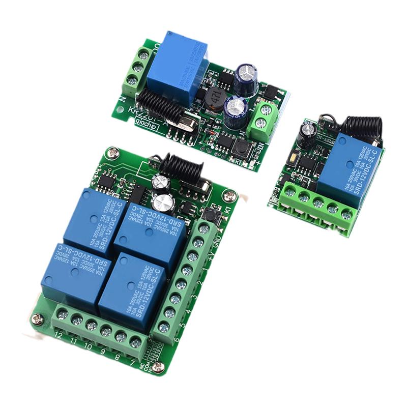 遥控开关315M/433MHz 1/2/4/路12V/220V学习型无线智能继电器模块