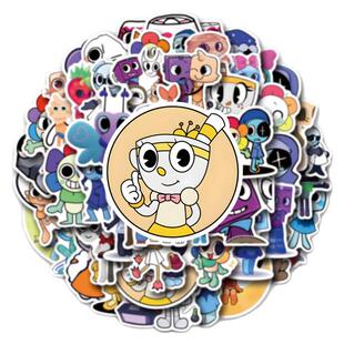 50张新款Dandys World贴纸丹迪的世界卡通涂鸦贴行李箱滑板手账本平板手机壳装饰周边贴画