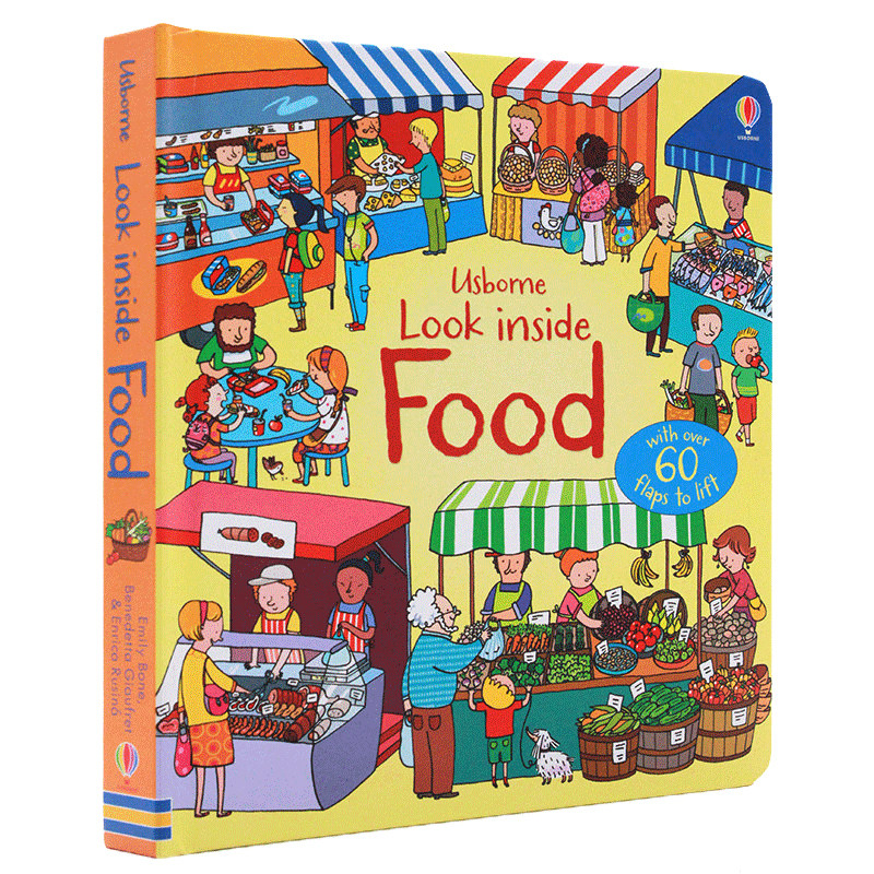 进口英文原版正版 看里面系列 食物 Look inside Food 英文原版绘本 儿童科普百科 纸板翻翻书 Usborne 幼儿启蒙认知绘本