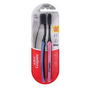 高露洁纤柔炭旋丝牙刷备长炭深洁炫金螺旋毛成人细软毛家庭装6支