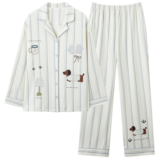 猫人100%纯棉女士睡衣2026正流行春秋季卡通可爱小个子家居服套装