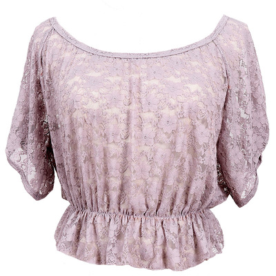 肚皮舞上衣女2021春夏新款练功服韩国蕾丝复古蝙蝠袖BRR200