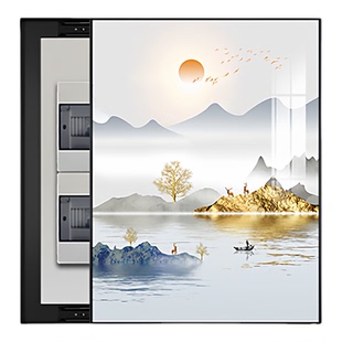 电表箱装饰画竖款免打孔遮挡新中式水墨配电箱电闸箱总开关盒挂画