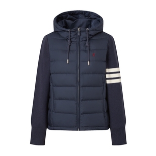 POLOWALK女装排骨羽绒服2025冬季女士连帽羽绒服保暖拼接外套上衣