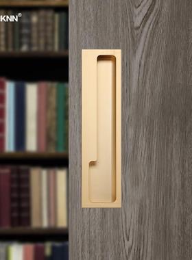 黑色暗藏柜门拉手衣柜橱柜抽屉移门隐形挖槽金色门把手免钉嵌入式