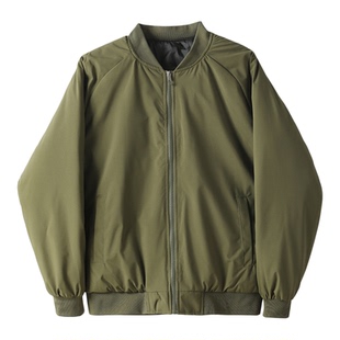 LUUD 美式工装风男士棒球领棉服外套冬季内里夹棉保暖飞行员夹克