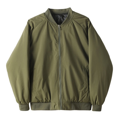 LUUD 美式工装风男士棒球领棉服外套冬季内里夹棉保暖飞行员夹克