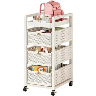 碳钢书包置物架可移动小推车书本收纳架桌下多层放书包带滑轮神器