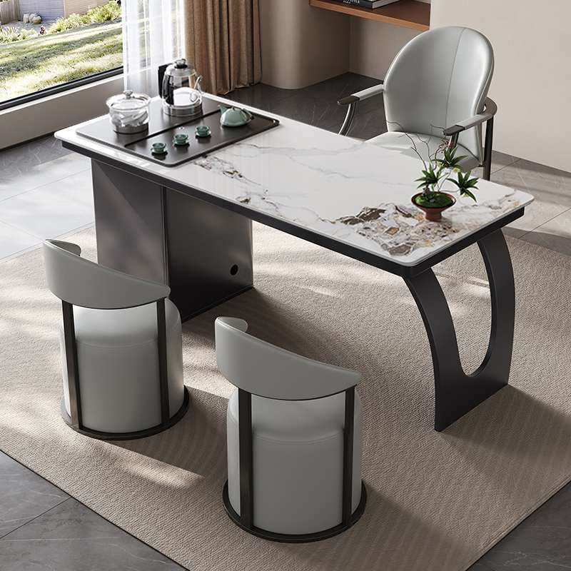 现代简约岩板茶桌椅组合阳台烧水壶一体套装办公室轻奢小茶台茶几