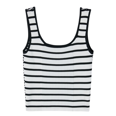 U/TI黑白条纹双面两穿背心内搭女 百搭大U领吊带尤缇2024夏季新款