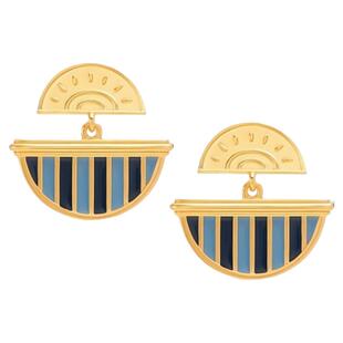 海平线黎明耳环简约几何撞色925银针耳钉女海军风耳饰