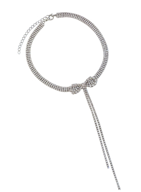 轻奢小众设计感蝴蝶结镶钻流苏项链个性项链女潮ins网红锁骨链