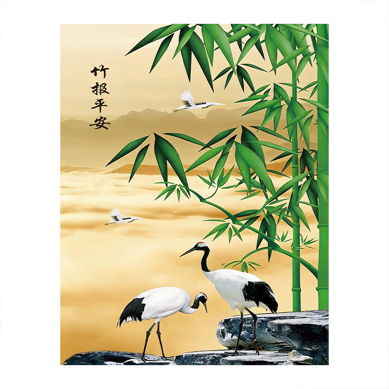 新中式竹影防水防霉加厚浴帘