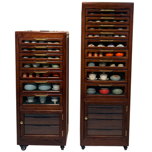 老榆木新中式实木牙科柜客厅家用多层柜首饰展示柜茶具文玩收纳柜