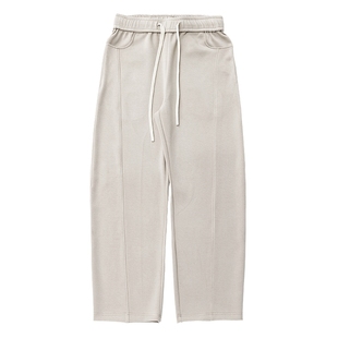 弯刀裤男士美式运动裤卫裤男秋季米色裤子直筒休闲裤弯刀阔腿裤冬