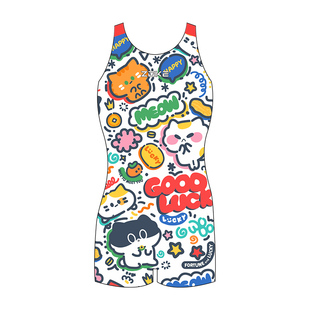 洲克儿童泳衣女孩连体平角专业训练2025新款中大女童竞速干游泳衣