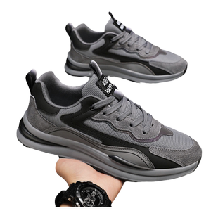 劳保工作男鞋春季网面透气工地干活鞋男士防滑休闲厚底阿甘运动鞋