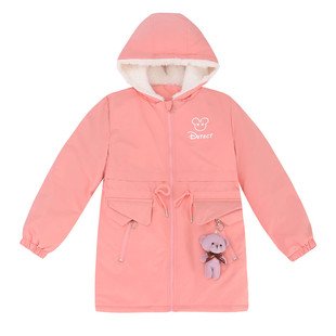 女童加绒外套冬装2025新款洋气女孩派克服中长款冬季加厚儿童棉服