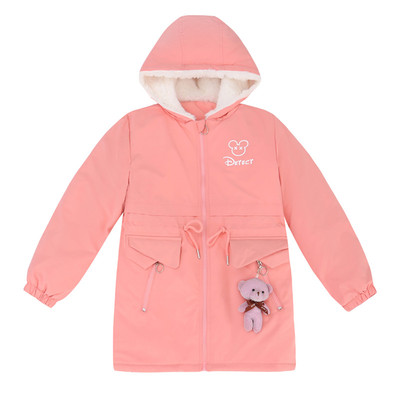 女童加绒外套秋冬儿童棉服中长款