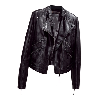 2025春秋新款小皮衣韩版机车修身显瘦百搭立领pu皮夹克短款外套女