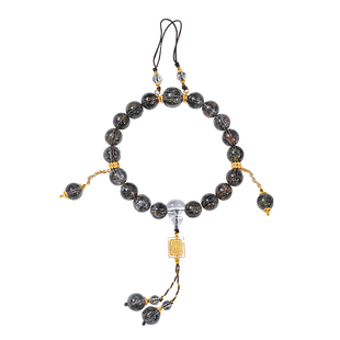 PLSTONE珠宝级巴西老矿黑超七白水晶五条经文十八子手链手串包挂