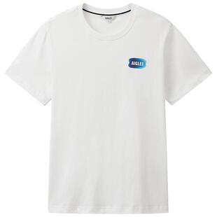 AIGLE艾高男士夏秋季速干短袖男士户外休闲运动T恤法式白色上衣