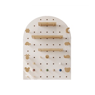 实木洞洞板配件定制入户玄关墙上置物架挂板隔板架墙面黑胡桃木色