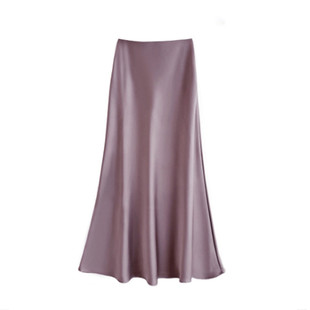 时尚丝滑醋酸缎面大码半身裙女春夏气质加长鱼尾裙显瘦A字中长裙
