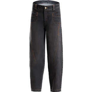 春季新款高腰大码牛仔阔腿灯笼裤宽松休闲妈妈裤收腹显瘦花苞女裤