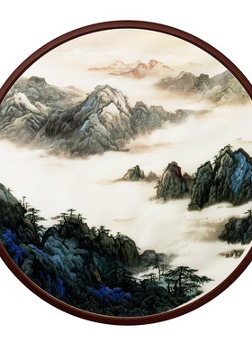 苏绣圆形直径80cm新中式玄关客厅
