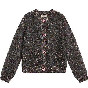 【糖果豆工厂】爱法贝2026春新款女童毛衣开衫儿童洋气针织衫外套