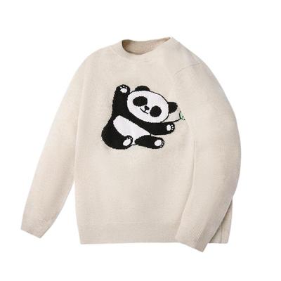 羊绒毛衣男女同款卡通熊猫提花