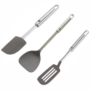 双立人Pro中式锅铲不锈钢汤勺面勺硅胶平铲饭勺烧烤夹打蛋压蒜器