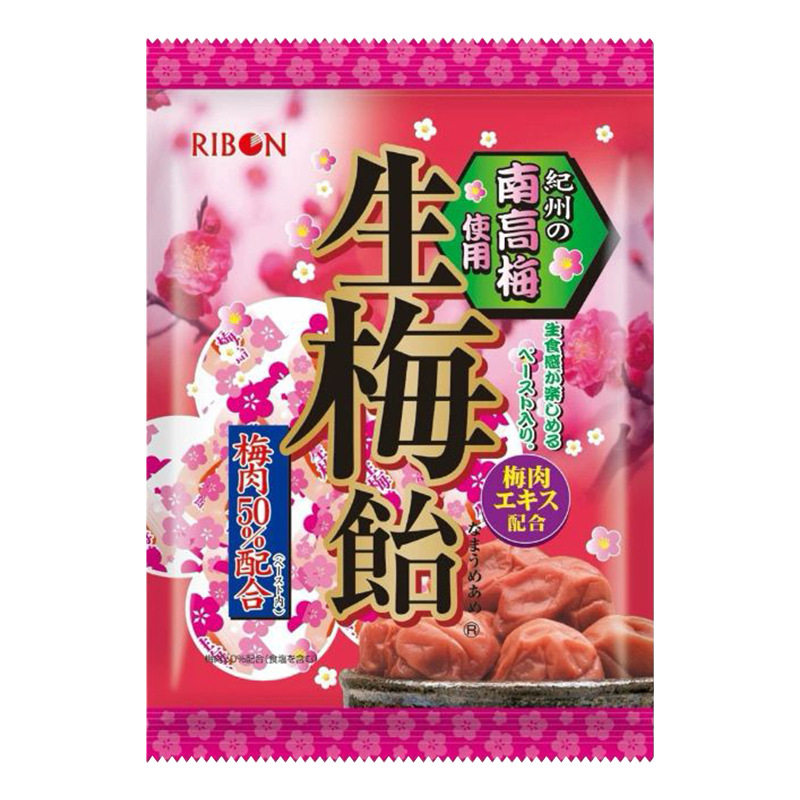 日本进口RIBON理本生巨峰生梅饴葡萄味果汁夹心硬糖休闲糖果零食