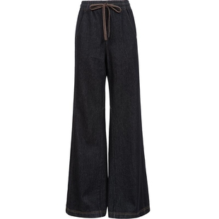 ONLY2025冬季新款舒适自在松紧抽绳腰头长裤宽松喇叭裤牛仔裤女