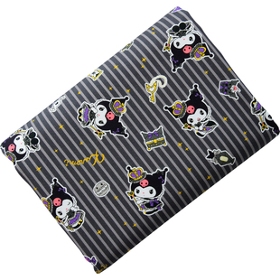 6安细帆145宽花卉面料纯棉布料手工DIY家居软装棉帆布条纹小妖精