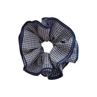 韩系简约格子多层大肠发圈女高级感丸子头发绳头绳头花低马尾发饰