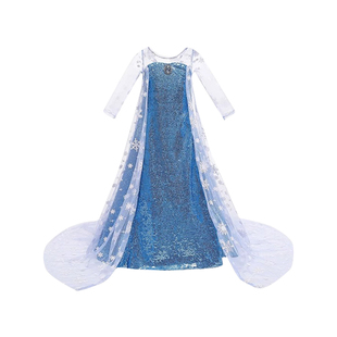 艾莎公主裙春秋女童冰雪奇缘迪士尼elsa儿童爱莎连衣裙爱沙裙子夏