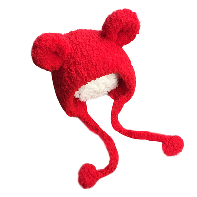 小熊手工冬季男女加厚绒绒卡通帽