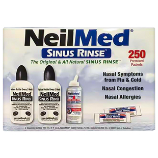 现货美国NeilMed鼻腔冲洗盐包花粉过敏儿童成人250包1喷雾2洗鼻瓶