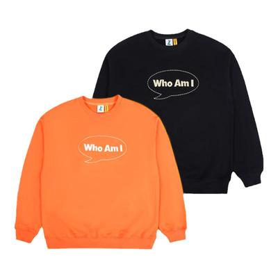 MoodLikeMe  「我是谁」slogan刺绣圆领纯棉印花长袖纯色卫衣