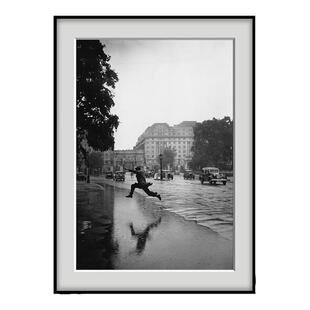 欧洲建筑伦敦巴黎街头黑白照片人物摄影装饰画西餐咖啡厅酒店壁画